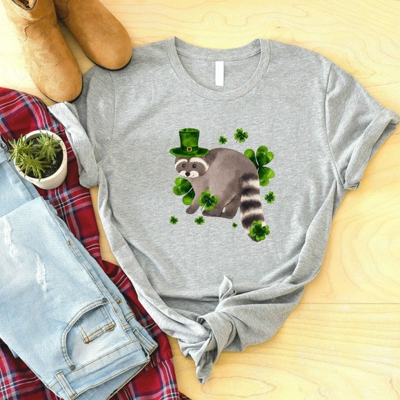 St Patrick's Raccoon Shirt, Happy St Patrick's Day Shirt, Lucky Shirt - Picture 1 of 2